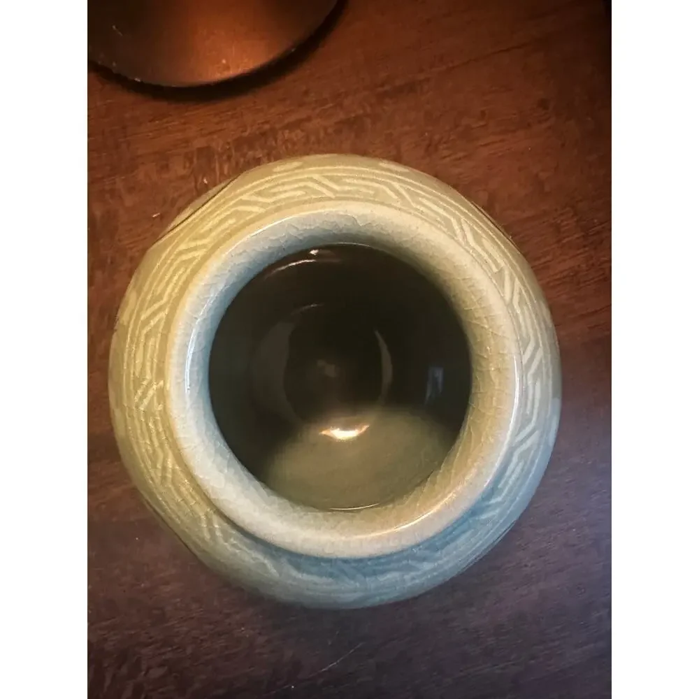 MCM KOREAN CELEDON CRANE INLAID ROUND VASE